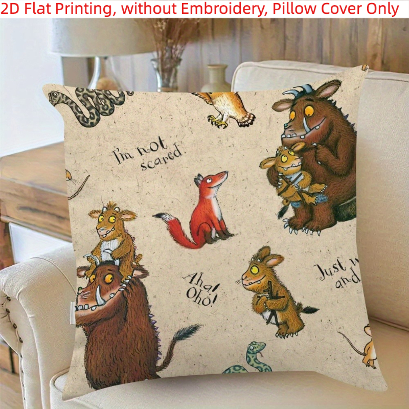 TEMU 2d Flat - 1pc, 2d Flat Printing, Cow Pattern Decorative Pillowcase, Cushion Cover, Single-sided Printing, Without Embroidery, Pillow Inserts Not