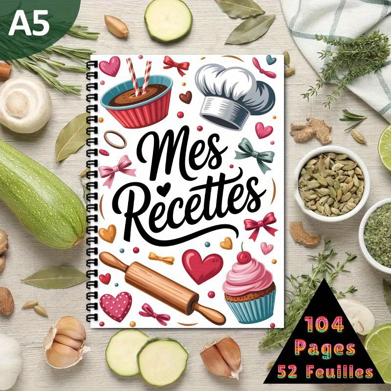 TEMU 1 Livre de Recettes : Écrivez Vos Propres Plats – Idéal pour Hommes et Femmes, Inclut un Planificateur de Repas Sain, une Couverture Amusante et