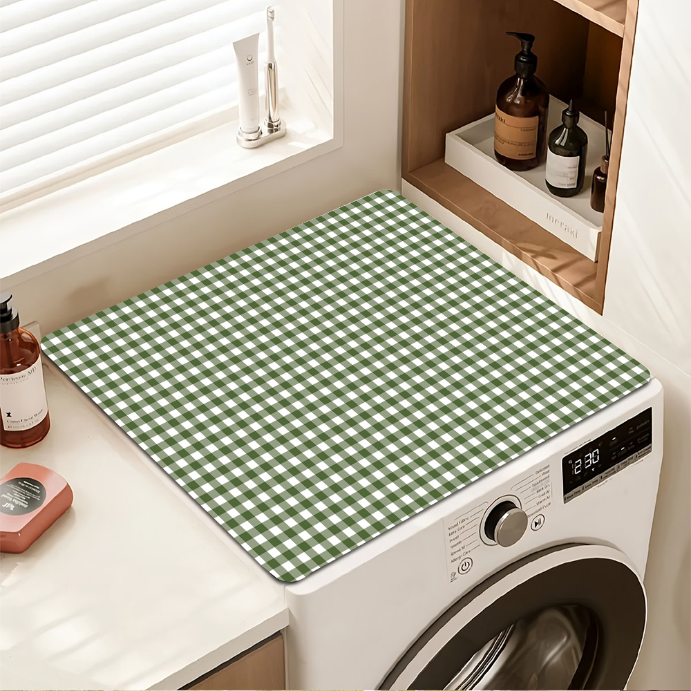 TEMU 1 pieza, Mantel individual absorbente con estampado a cuadros verdes, Varios tamaños disponibles, Mantel individual duradero y versátil, Diseño