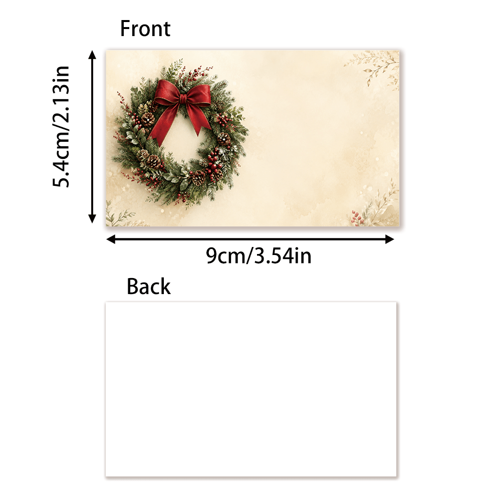 TEMU 50pcs, Christmas Wreath Blank Writing Cards/message Cards, Memo Pads, Holiday Gift Cards, Thank You Cards, Blank Greeting Cards, Card Making,