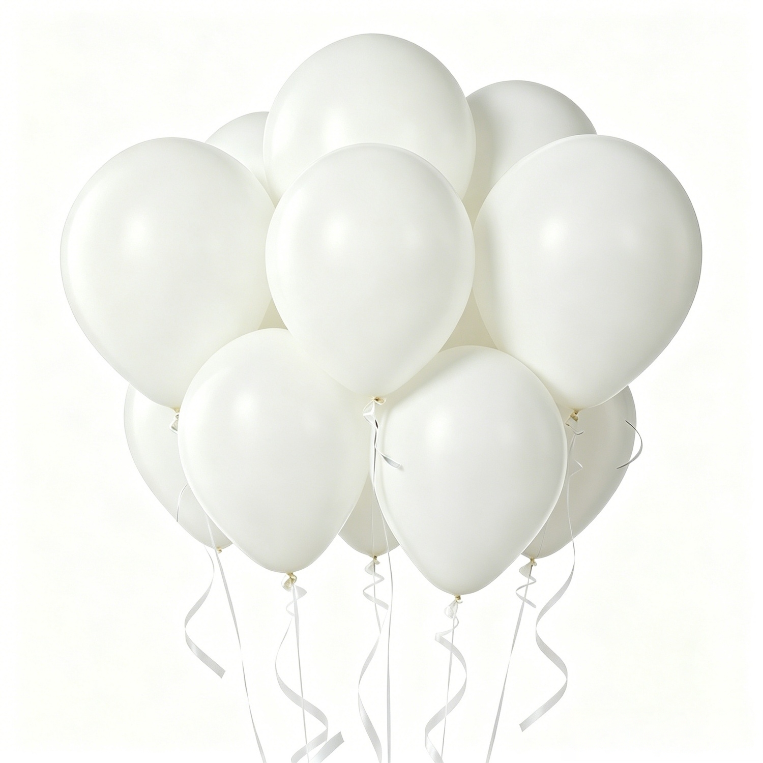 Image of 120pcs White Balloons 10 Inch, White Round Helium Latex Balloons With 2 Ribbons For Wedding Shower Birthday Party Decorations For Christmas, Halloween