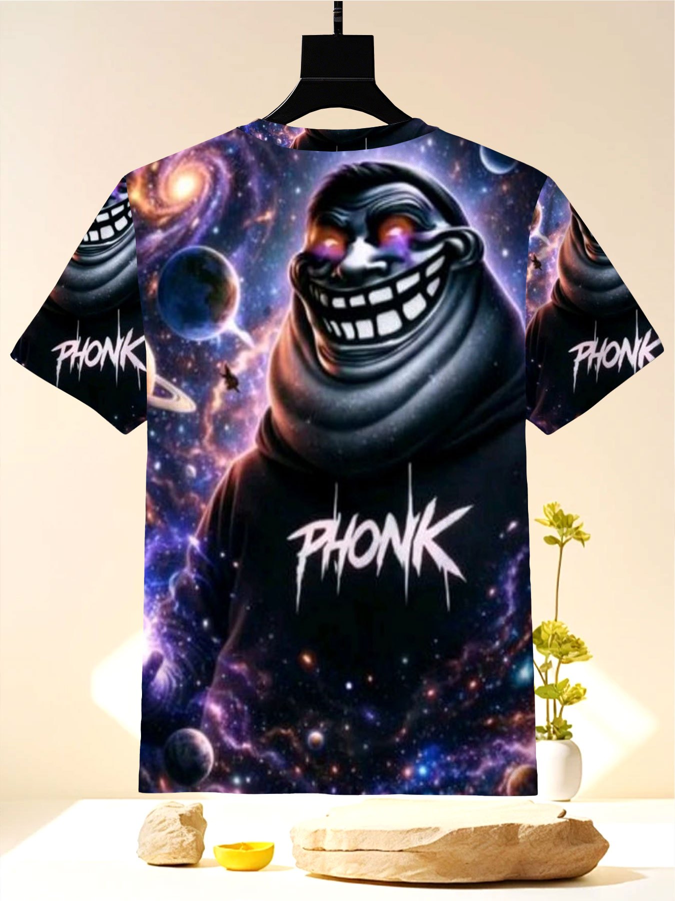mens polyester t shirt with   troll graphic hip hop     oversized fit breathable fabric trendy streetwear for daily wear music festival casual tees