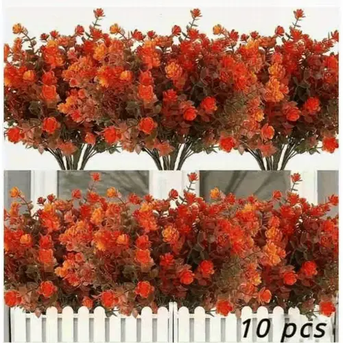 artificial outdoor flowers uv resistant plastic plants no fade fall flowers for hanging planter garden porch patio window box wedding thanksgiving halloween decor fall orange