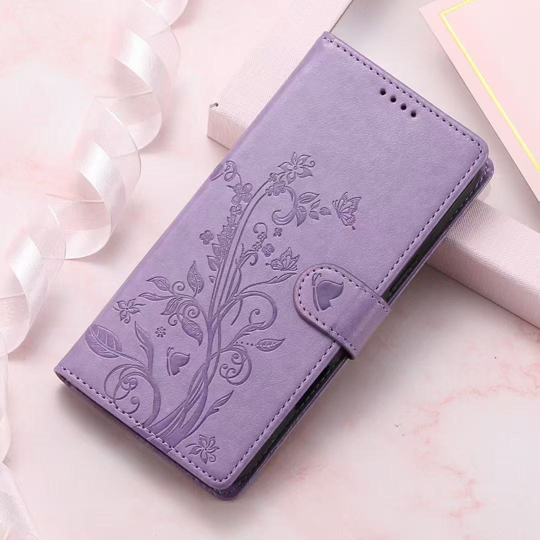 TEMU Phone Case - Solid Color Embossed Artificial Leather Wallet Case With Multiple Card Slots, Compatible With Iphone X, Xs, Xr, 4, 11, 12, 13 Mini,