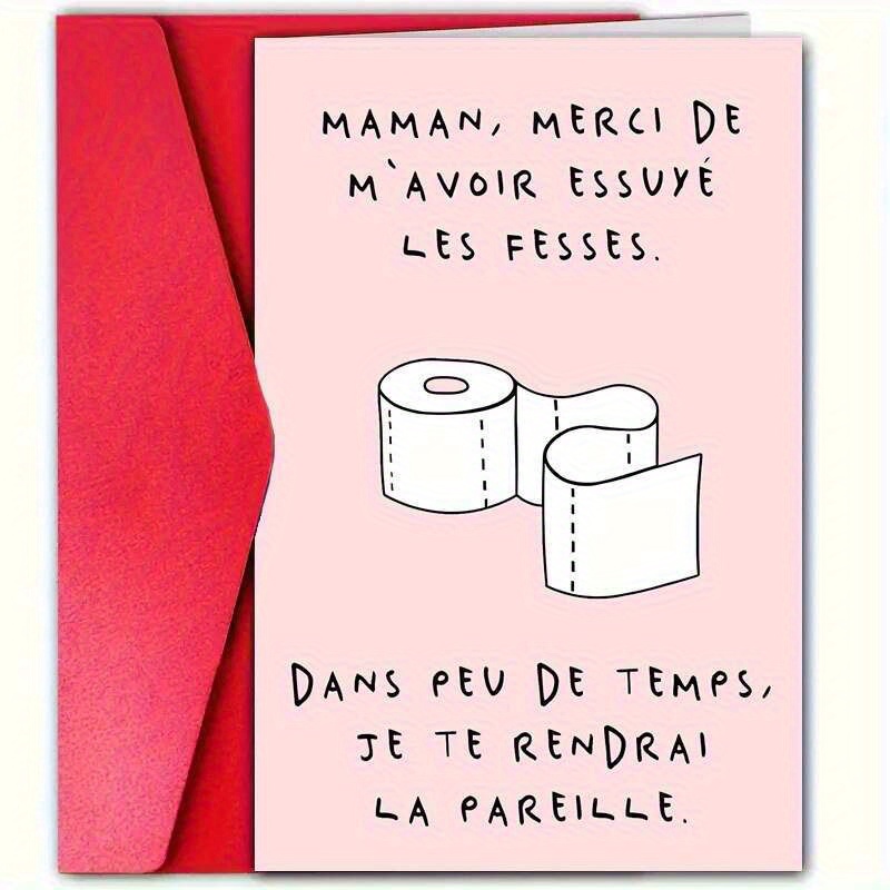 TEMU 1 Carte d'anniversaire française avec enveloppe - Design " ", en papier de haute qualité, 4.72 pouces X