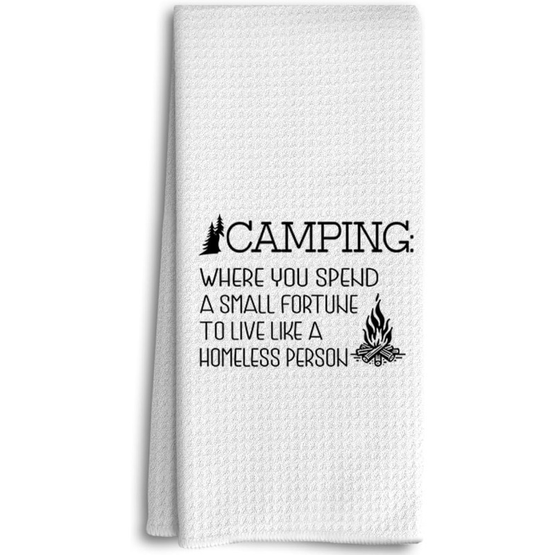 TEMU 1pc 18*26inch Camping Kitchen Towels, Decoration, Van Camping Decoration, Camping Cabin Kitchen Decoration, Camping Definition Dishwashing Tea