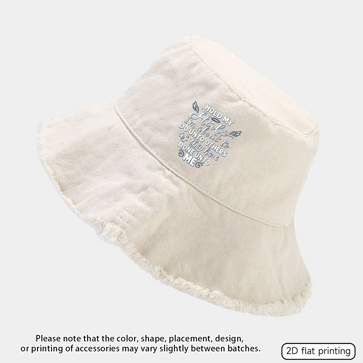 TEMU A Frayed-edge Bucket Hat With A "humorous And " Print, Featuring A Vintage Distressed Design, Breathable And Versatile, Unisex, For Everyday