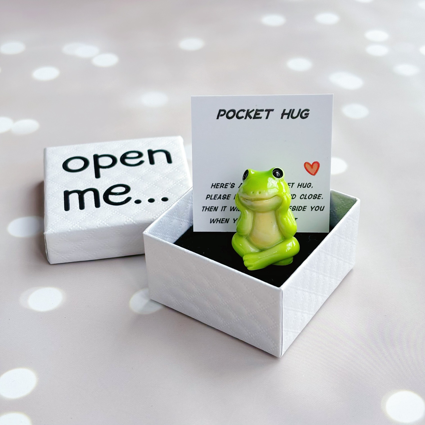 TEMU Cute Frog Box Gift, Surprise Box, Gift Packaging Box - With Mini Greeting Card, Frog Resin Decoration, Frog Gift, Gift For Family, , , Suitable