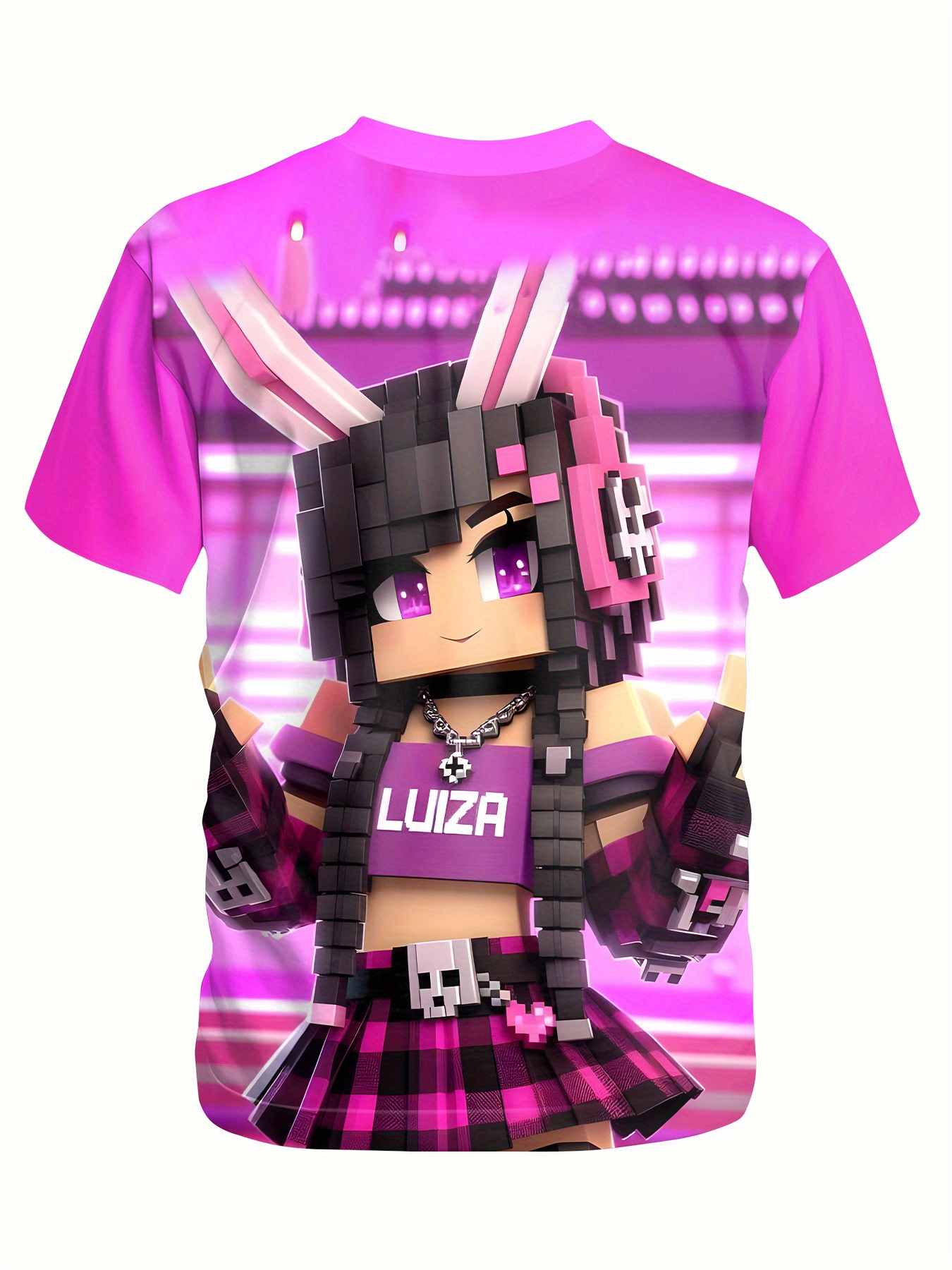 meisjes paarse pixel grafische korte mouw t shirt - Temu Netherlands, image size:800x1067