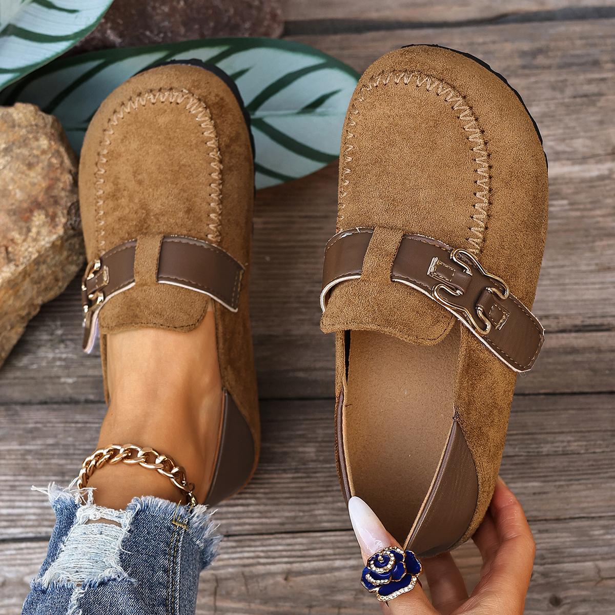 TEMU Women's Spring Summer -way Round Toe Flats, Versatile Outdoor Casual Comfortable Flat Shoes, Women Shoes