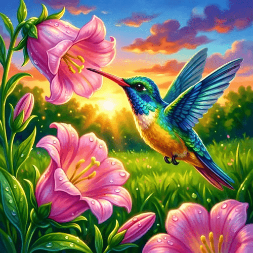 hummingbird and morning lily diamond painting kit drill for adults beginners bird diamond dots craft stress relief handmade wall decor for living room bed