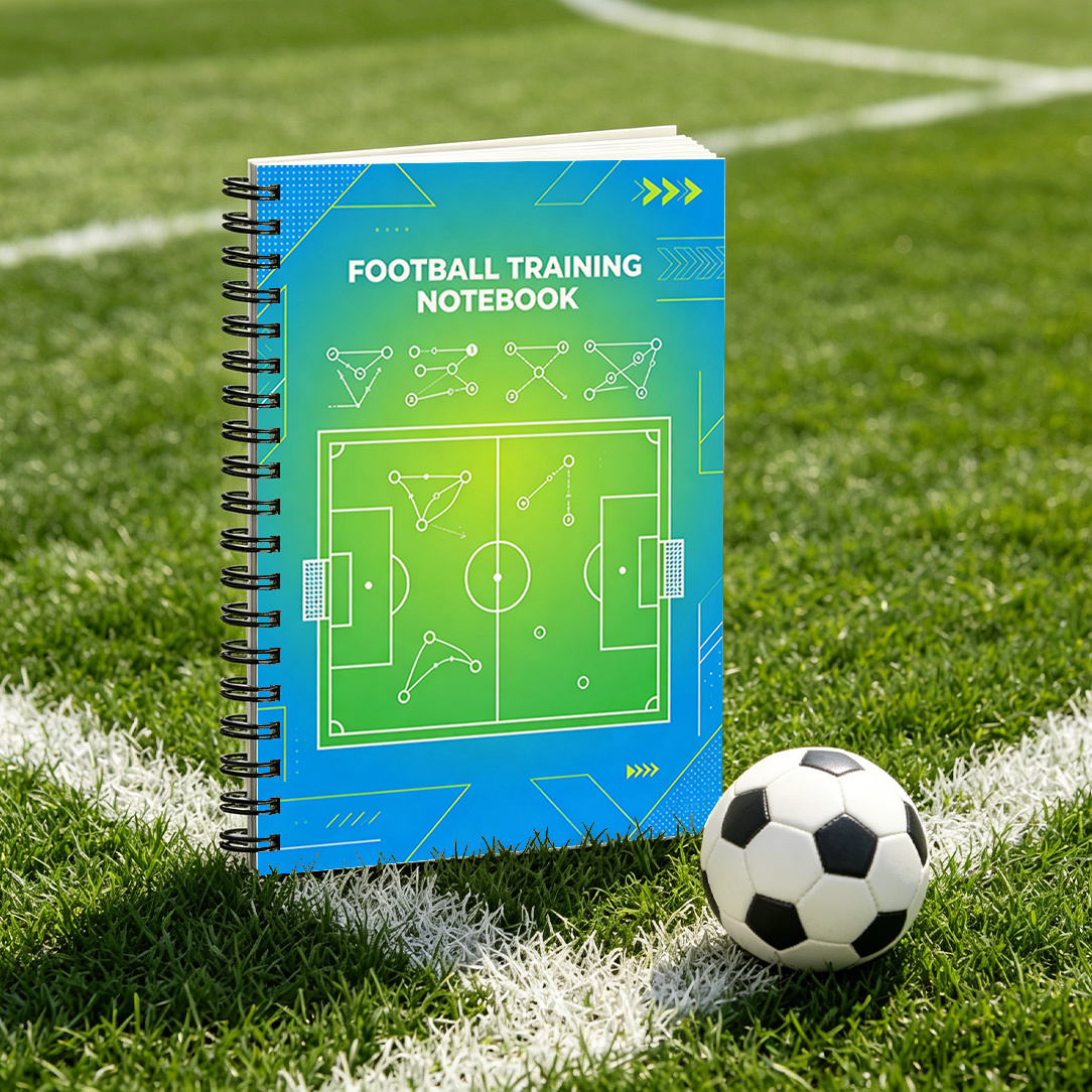 TEMU 1pc Organizador Personal Temático de Entrenamiento de Fútbol, Degradado Azul Verde, Cubierta de de Tácticas de Fútbol, Ideal para Registros de