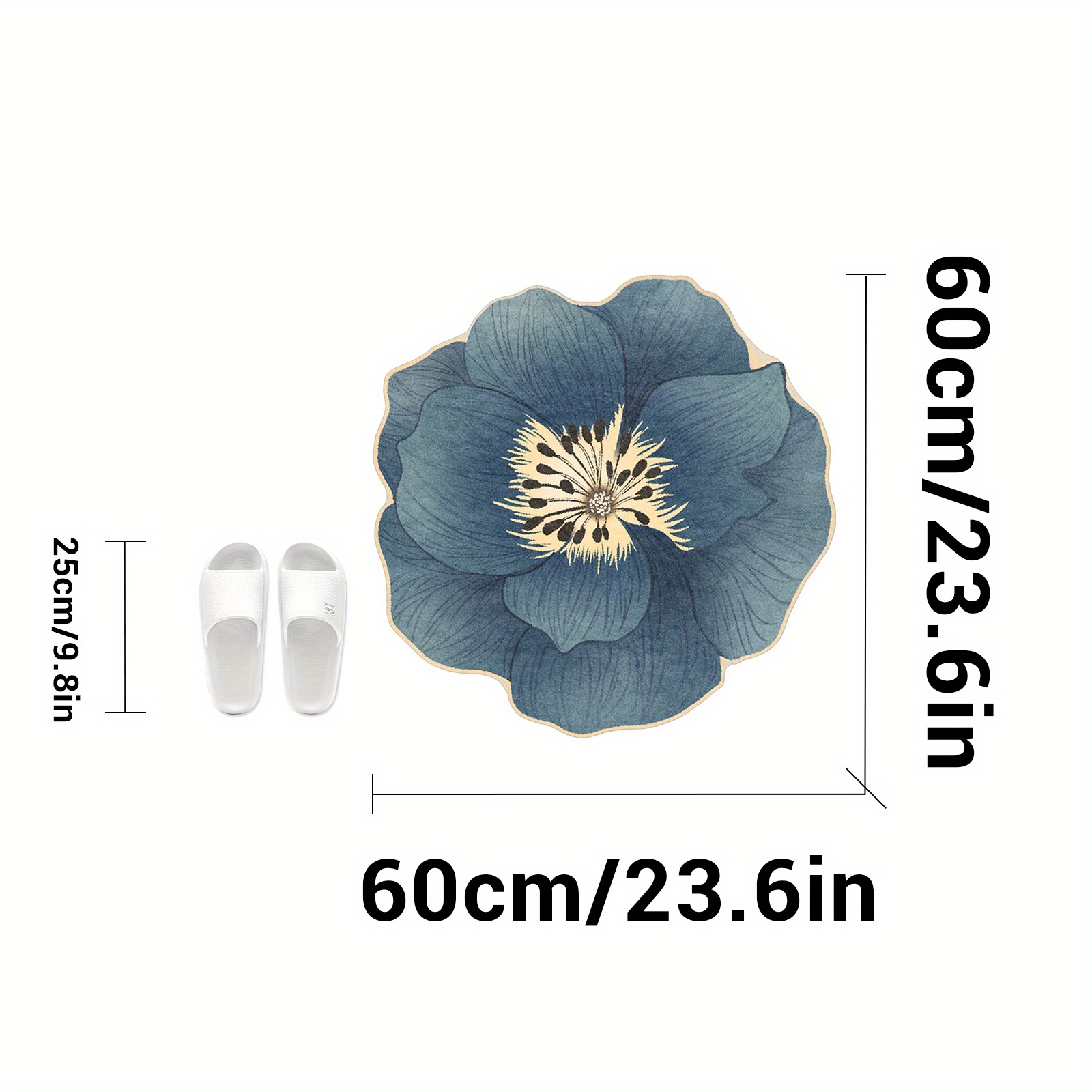 TEMU 1pc Ultra-strong Anti-slip Rubber Bottom Bath Mat, Floral Patterned Bathroom Non-slip Mat, Soft Absorbent Quick-dry Rug, Carpet For Shower Tub