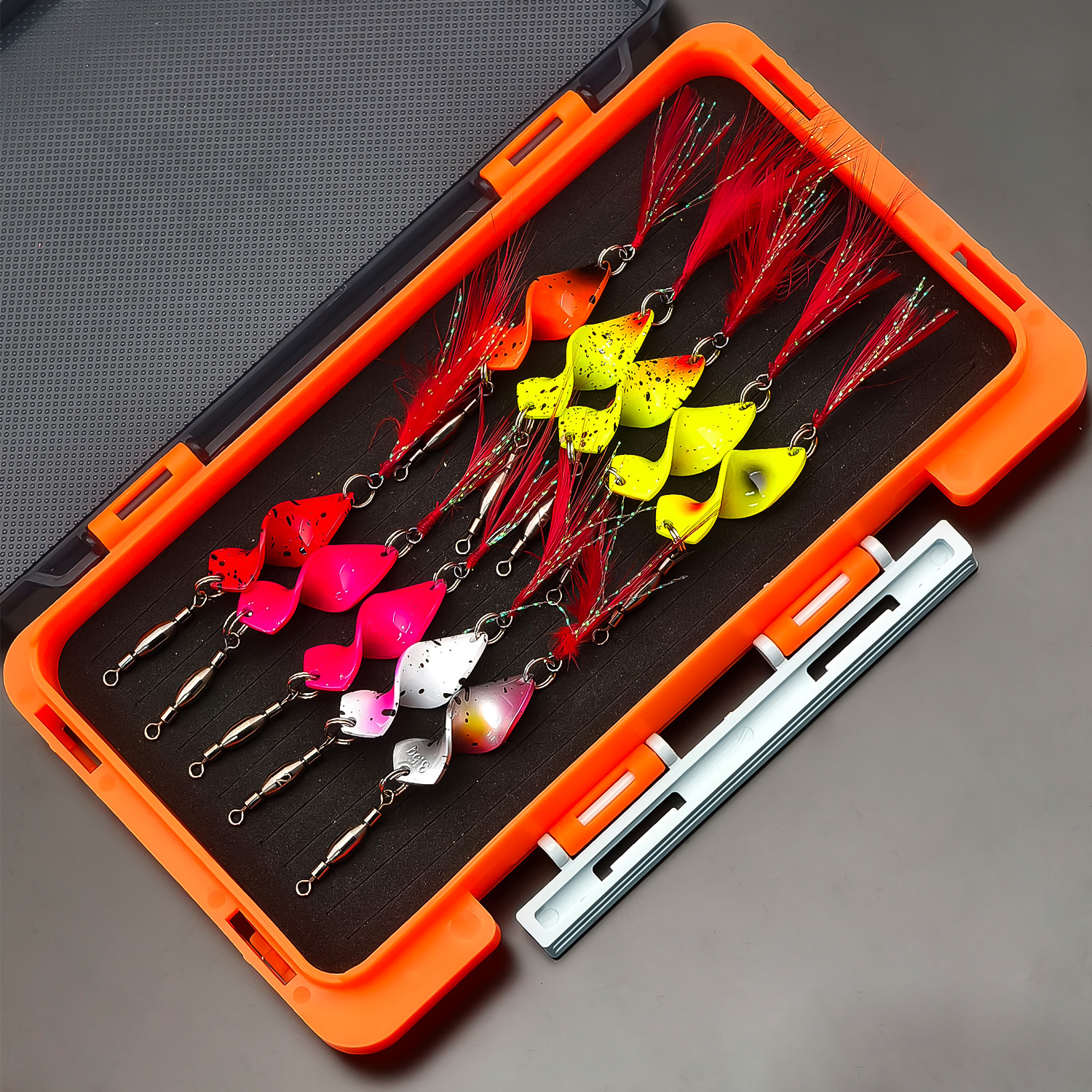 E-shop ANFS 10er-Pack Spinner Bait Angelköder Kollektion mit Aufbewahrungsbox - Synthetische Hartschnüre für Süß- und Salzwasser, für Wels, Forelle,