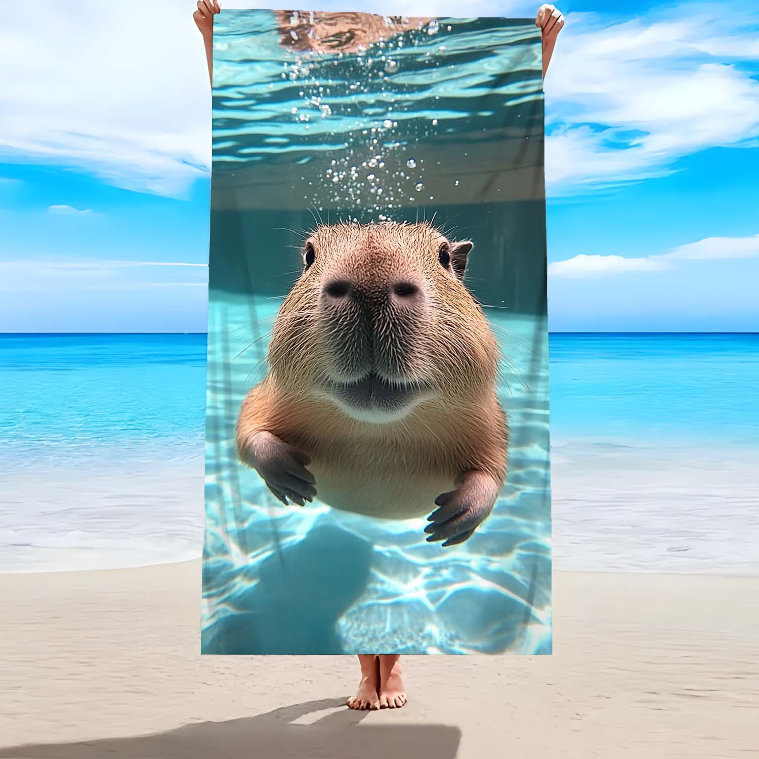 E-shop Kapibara-Druck Strandtuch - Superweiches Leichtgewichtiges Sandfreies Mikrofaser, Hohe Saugfähigkeit für Schwimmen, Surfen, Yoga, Camping &