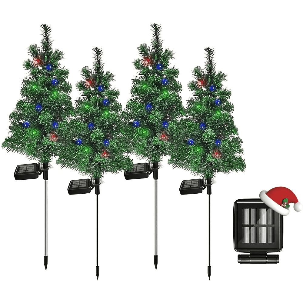 TEMU Led Solar Powered Artificial Christmas Trees, Realistic - High-quality Pvc Material Suitable For Indoor/outdoor Holiday Decoration | Perfect For