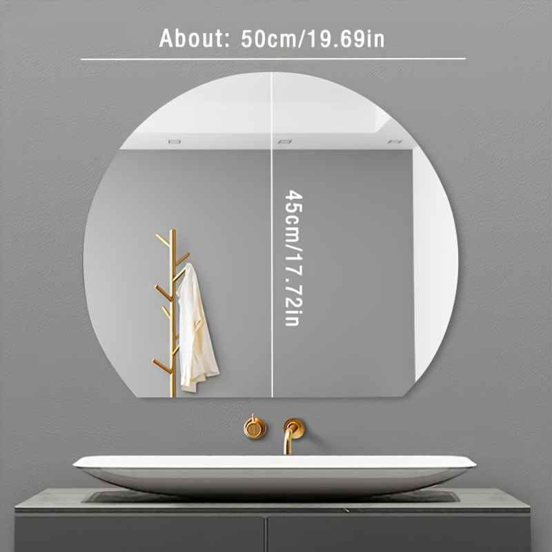 1pc Round Self-Adhesive Acrylic Mirror, Frameless & Shatterproof