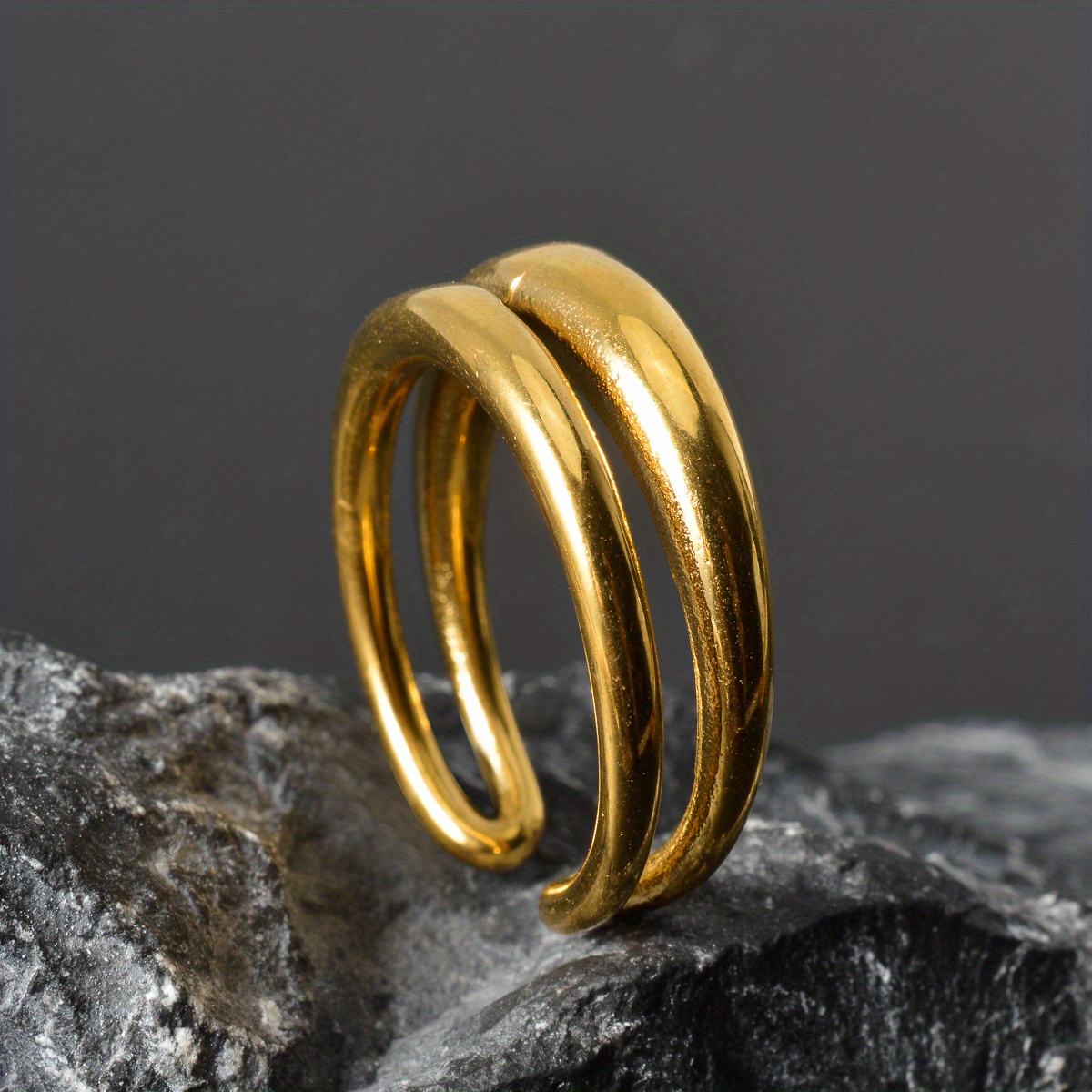 Image of 1pc Middle East Directional New Retro Double-layer Open Stainless Steel Ring, Suitable For Men And Women Daily Versatile Festival Clothing Additions