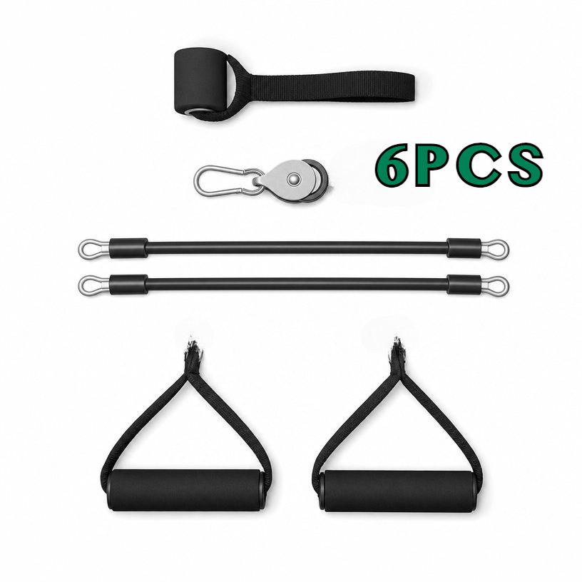TEMU 6pcs A Door-mounted Shoulder Pulley System For Physical Exercise And Post-surgery Recovery, Made Of Durable Tpe Material With A Large Door