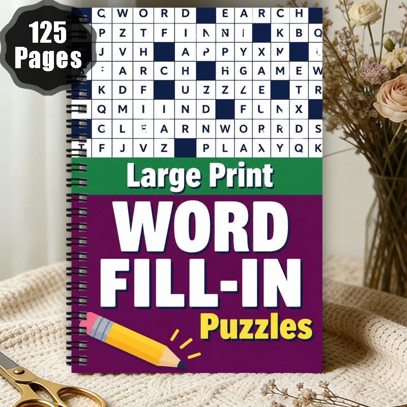 TEMU 1pc Funny Game Spiral Notebook, Materials, Large Book With 2500 Words & , Word Puzzle Planner, Ideal Educational Game For Adults And Seniors,
