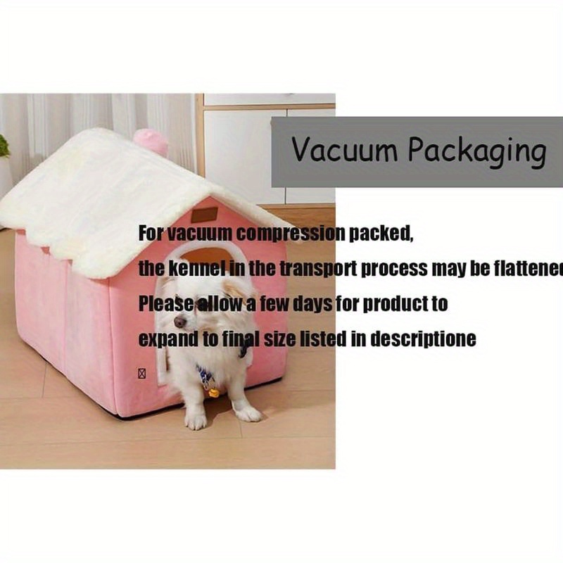 foldable dog house with memory foam mattress pink white cozy   for small to large dogs   pet bed with plush cushion easy assembly polyester material pet bedding   house durable pet bed dog bed Product details 2