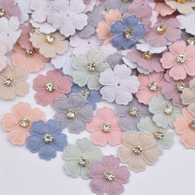 E-shop 50 Stück Glitzernde Strass-Blumen-Applikationen, 2,3 cm/0,91 Zoll - Verschiedene Farben für DIY-Kleidung, Hüte, Haaraccessoires & Bastelprojekte