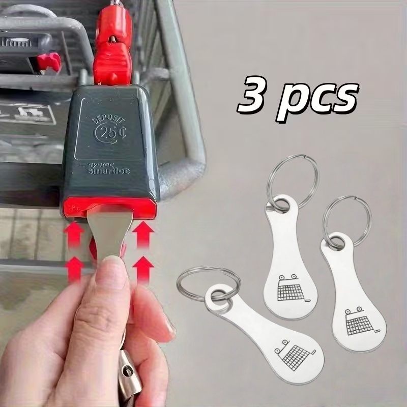 3pcs Set Of Stainless Steel Keychains With Shopping Cart Logo Pattern, Classic, Stylish, And , Suitable For Men And Women For Casual Attire