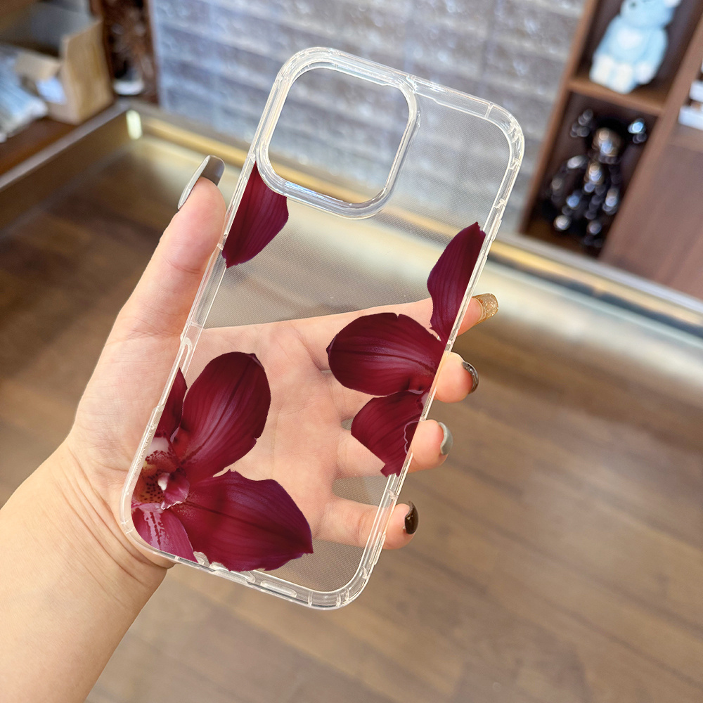 TEMU Phone Case - Stylish Orchid And Sophisticated Clear Phone Case For Iphone 16 Pro Max, Compatible With Models 11 Through 15 Pro And Xr. A