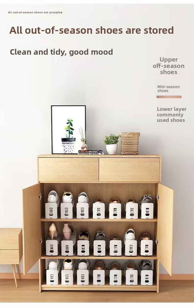 加厚双层可调节鞋托架子家用入户鞋柜收纳神器宿舍折叠式置物鞋架 商品详情 6