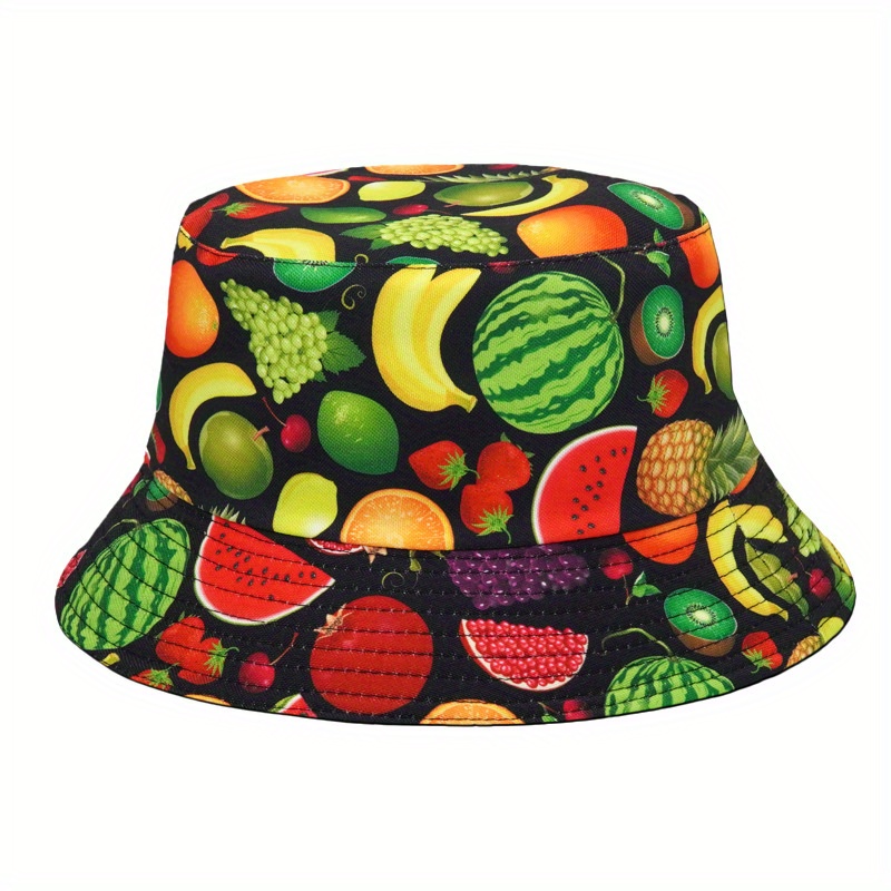 Image of Outdoor Travel Creative Print Fisherman Hat Spring Summer Men Women Fresh Casual Hat Bucket Hat Double-sided Wear Fisherman Hat, Wear Outdoor Travel Versatile Beach Hat Summer Bucket Hat