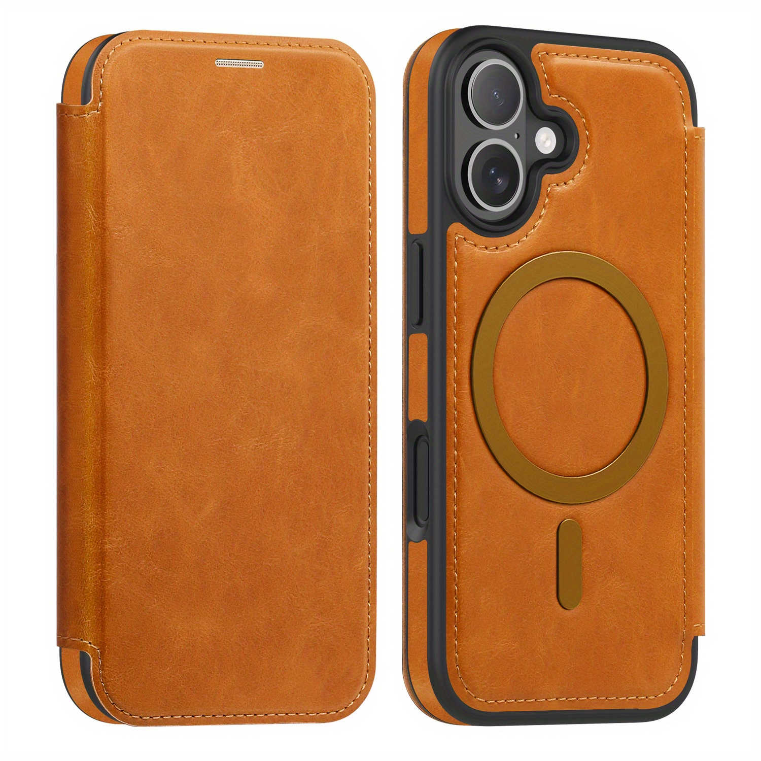 TEMU Phone Case - Suitable For 17promax Phone Case Magnetic Flip New 17air Protective Case Magnetic Ring Charging Business 17pro Full Protection