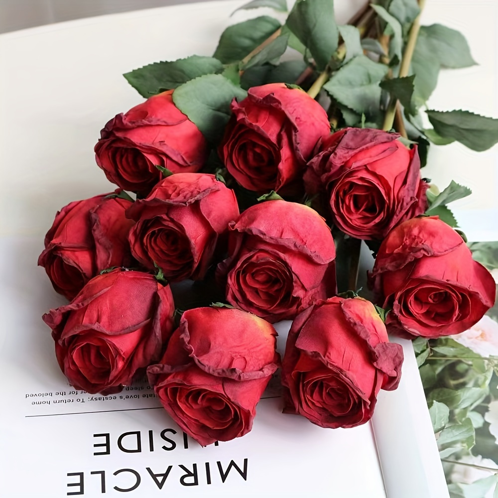 Image of 12pcs Set Of Lifelike Artificial Roses - Valentine's Day, Weddings & Home Decor | Versatile Flowers For Living Room, Tabletop & Entryway, Best For Christmas