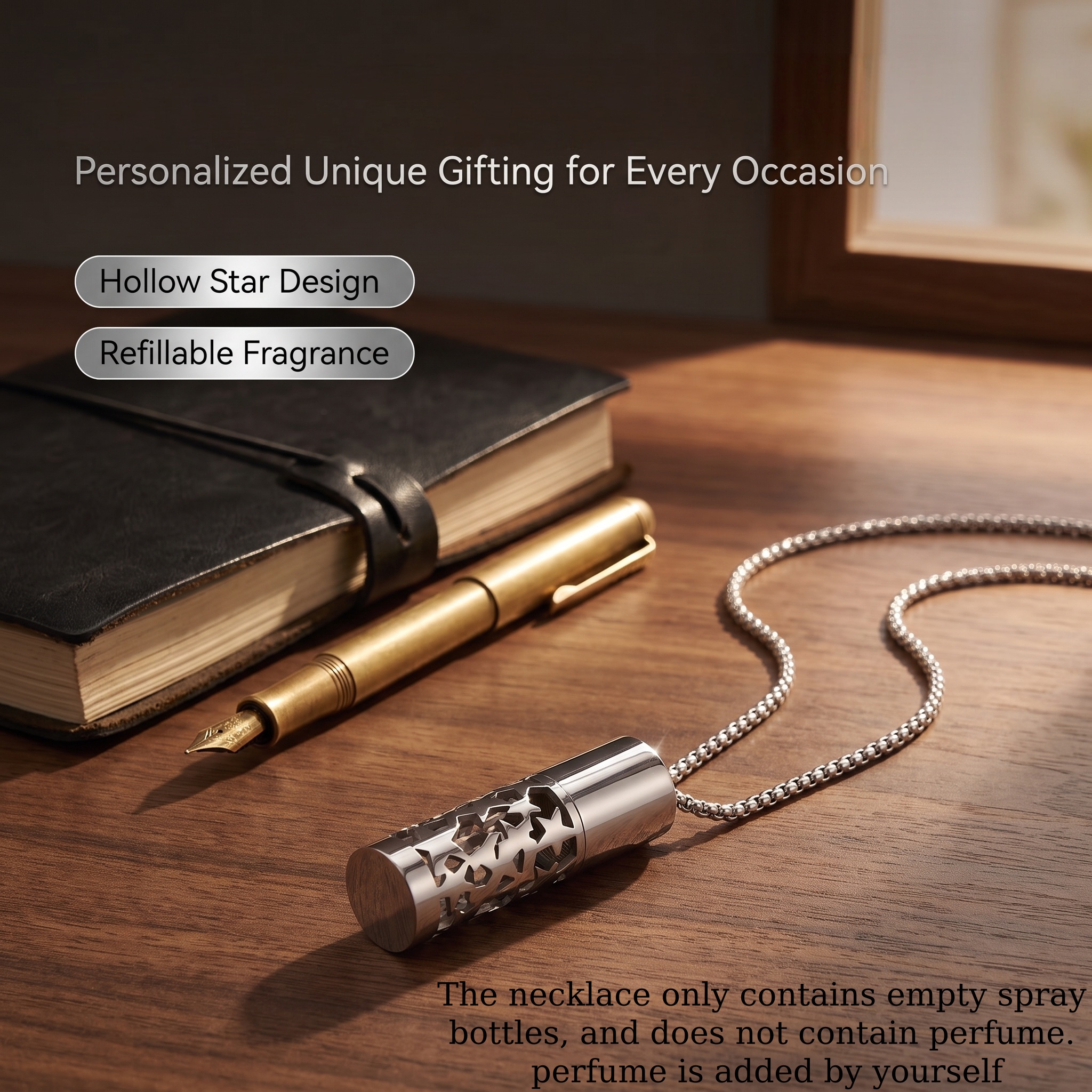 Detachable Stainless Steel Perfume Bottle Necklace
