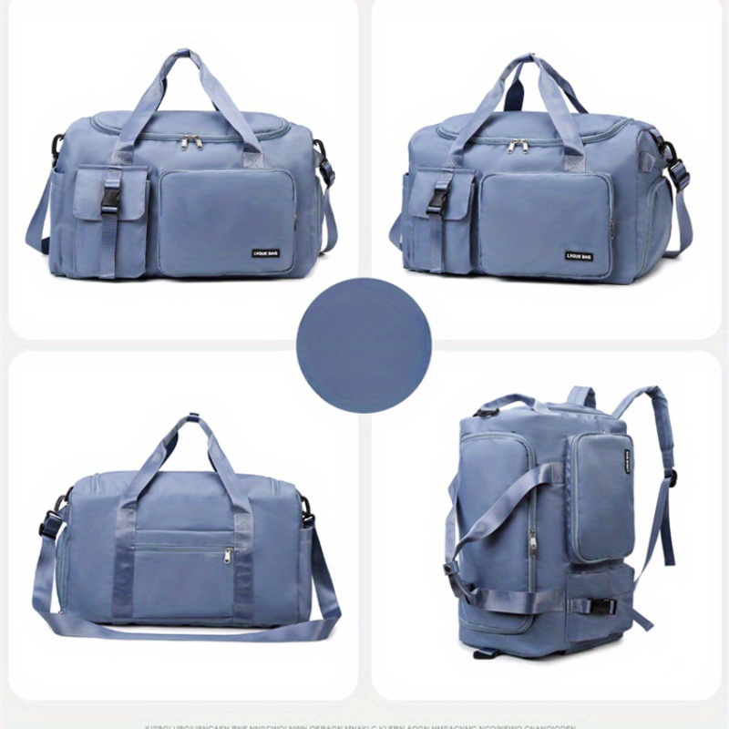 Bolsa de gimnasio de gran capacidad, mochila de viaje y bolso de mano con múltiples compartimentos, cierre con cremallera resistente, convertible en mochila o bolso de hombro para mujeres y hombres, compartimento principal amplio y bolsillo delantero, ideal para gimnasio, yoga, viajes de fin de semana y regalos, disponible en negro, portador de accesorios de yoga, compartimentos con cremallera