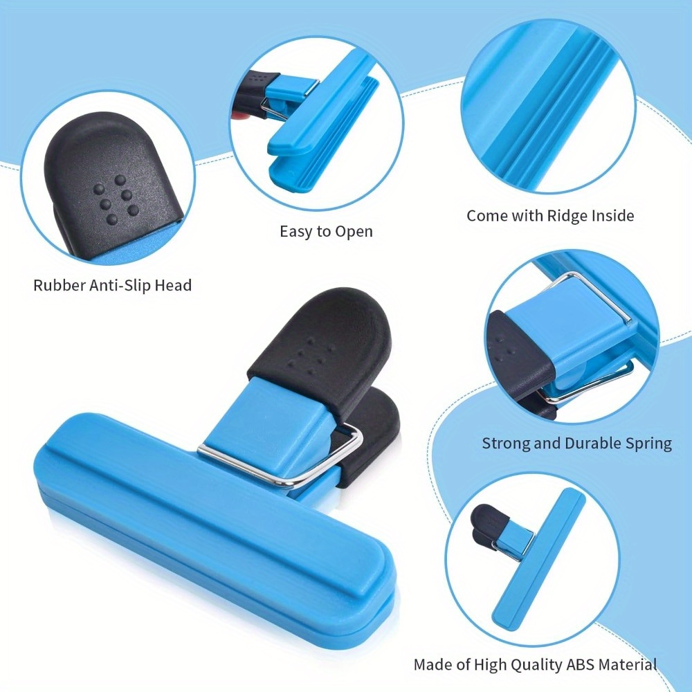Tasty 5 Clip Di Chiusura Per Sacchetti, Plastica Resistente, Colori Blu/Grigio/Verde, Per Alimenti E Freezer - 2