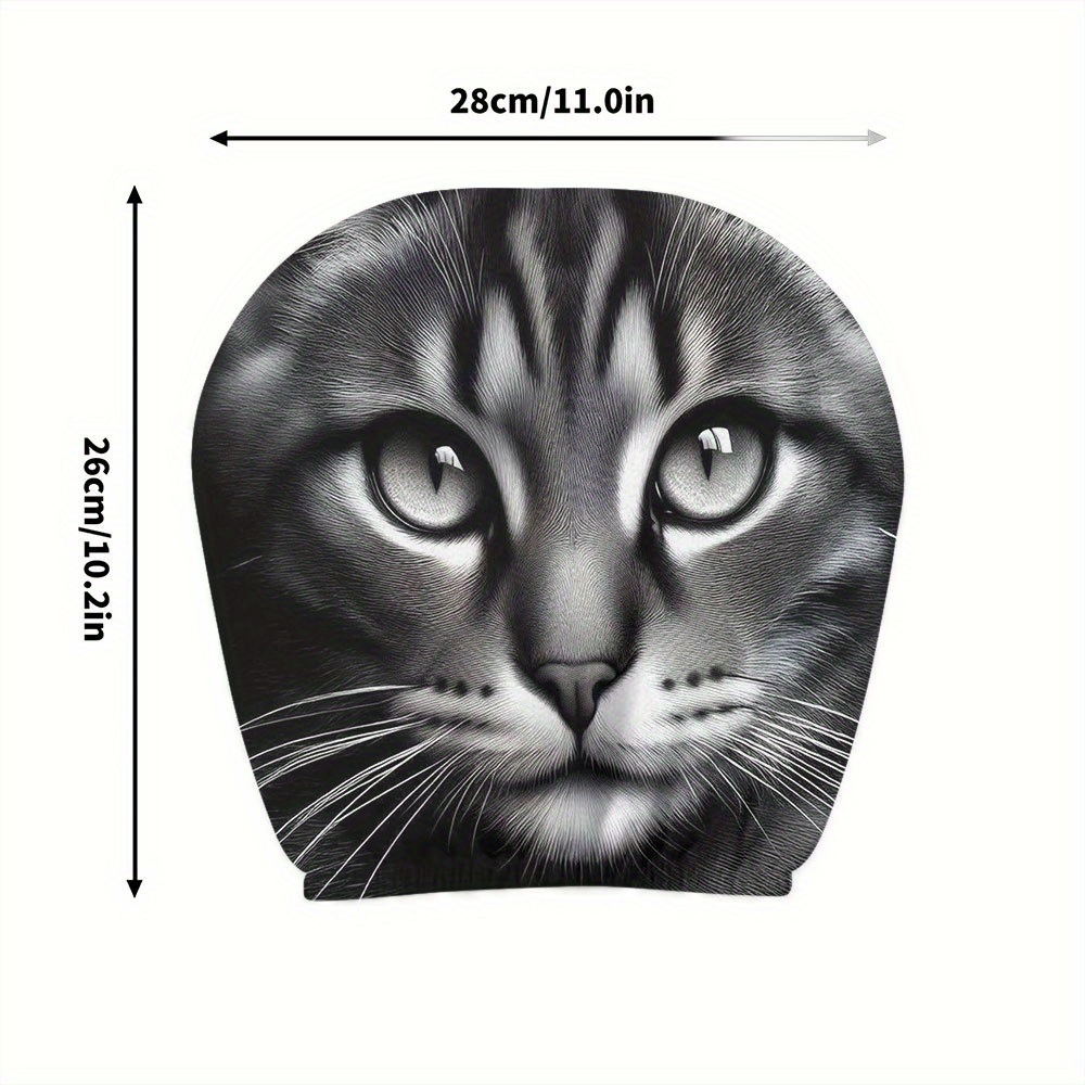 TEMU 2pcs Black And White Realistic Cat Print Headrest Covers, Seat Cushion Covers, Durable And Comfortable Interior Accessories, Ideal For Long