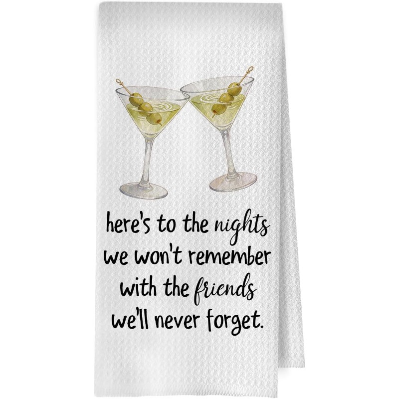 TEMU Cleaning Cloth 1pc Kitchen Towel - 1 Martini Kitchen Towel Cleaning Cloth, Fun Friend Gift Decorative Napkin, Martini Cocktail Lover Gift, Gift