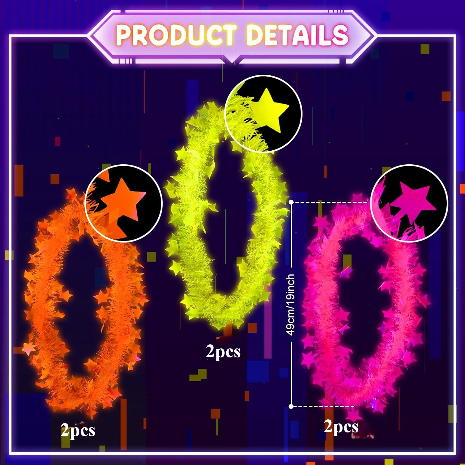 E-shop Geschenk für Sie/Ihn 6-teiliges Leuchtende Party-Halsband, Leuchtende Party-Zubehör, Neon Fluoreszierendes Blacklight Halsband Partygeschenke,