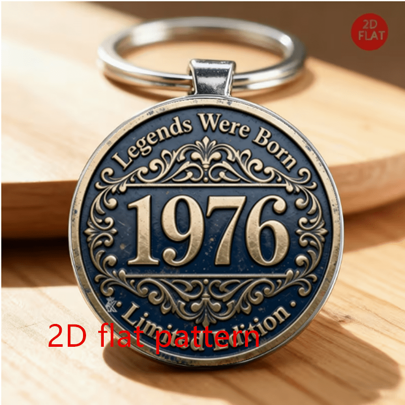TEMU Christmas Gift, 1 2d 1976 Edition Keychain, & Key Ring, Year Of Birth Commemorative Keepsake