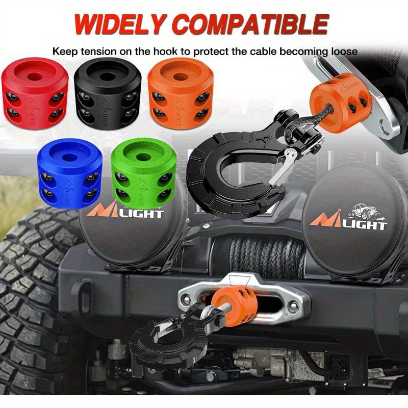Akozon Flat Winch Shackle Mount 16000lb Loading With Rubber Side Guard Aluminium Alloy Universal Replacement Parts For UTV SUV Pickup