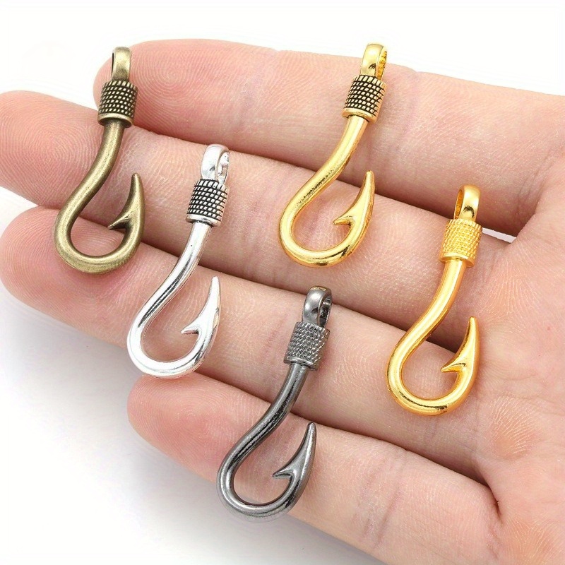 20pcs vintage alloy fishing hook charms antique - Temu