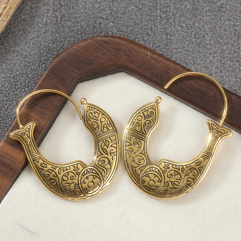 TEMU Pendientes de aro YOYO con diseño en color dorado, estilo bohemio retro, joyería a , regalo delicado para mujer