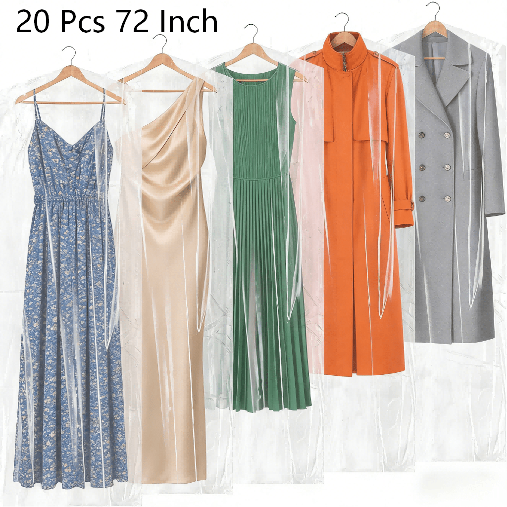 TEMU Lot de 20 sacs de extra longs de 72 pouces - Housses de vêtement en plastique pour suspendre robes de mariée, costumes et manteaux