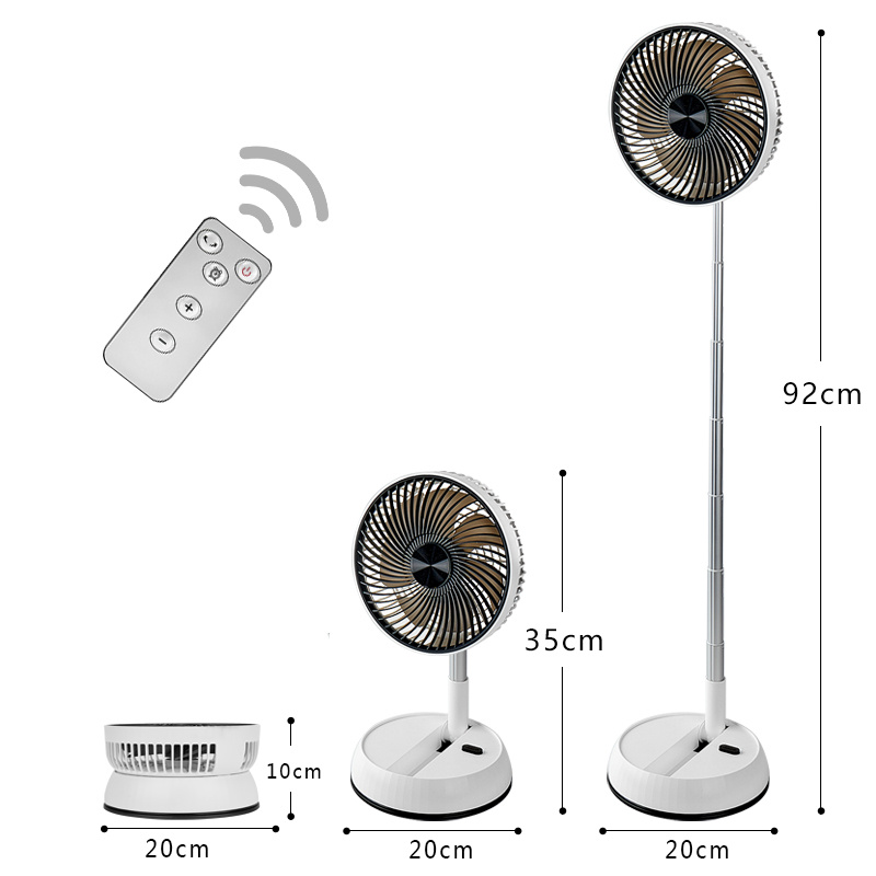 Foldable Rechargeable Oscillating Fan 20.32cm 7200Mah Battery Operated Small Fan, Quiet Table Standing Pedestal Fans for Bedroom Office Camping Travel (White Body And Black Front Grille)