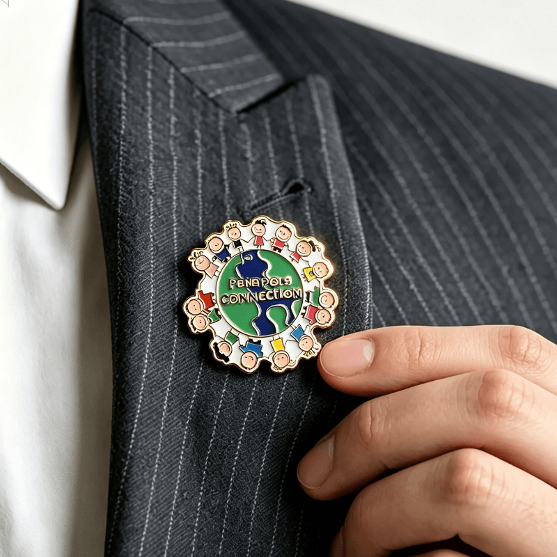 TEMU [customization] Personalized Colored Logo Photo Golden Badge, Individualized School Pin, 304 Stainless Steel Pattern Family , Club Logo Badge,
