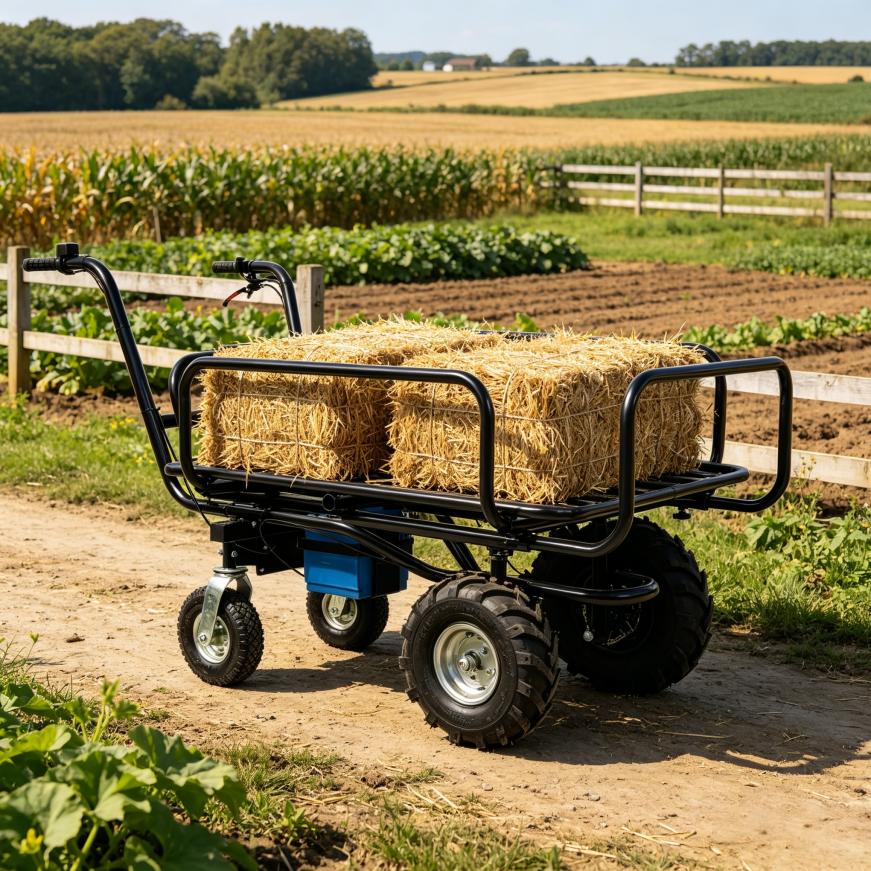 electric transportation cart 24v   350w motor powered utility garden wagon dump cart 265 lbs load capacity with metal handle and 16   yard cart and wagons for lawn