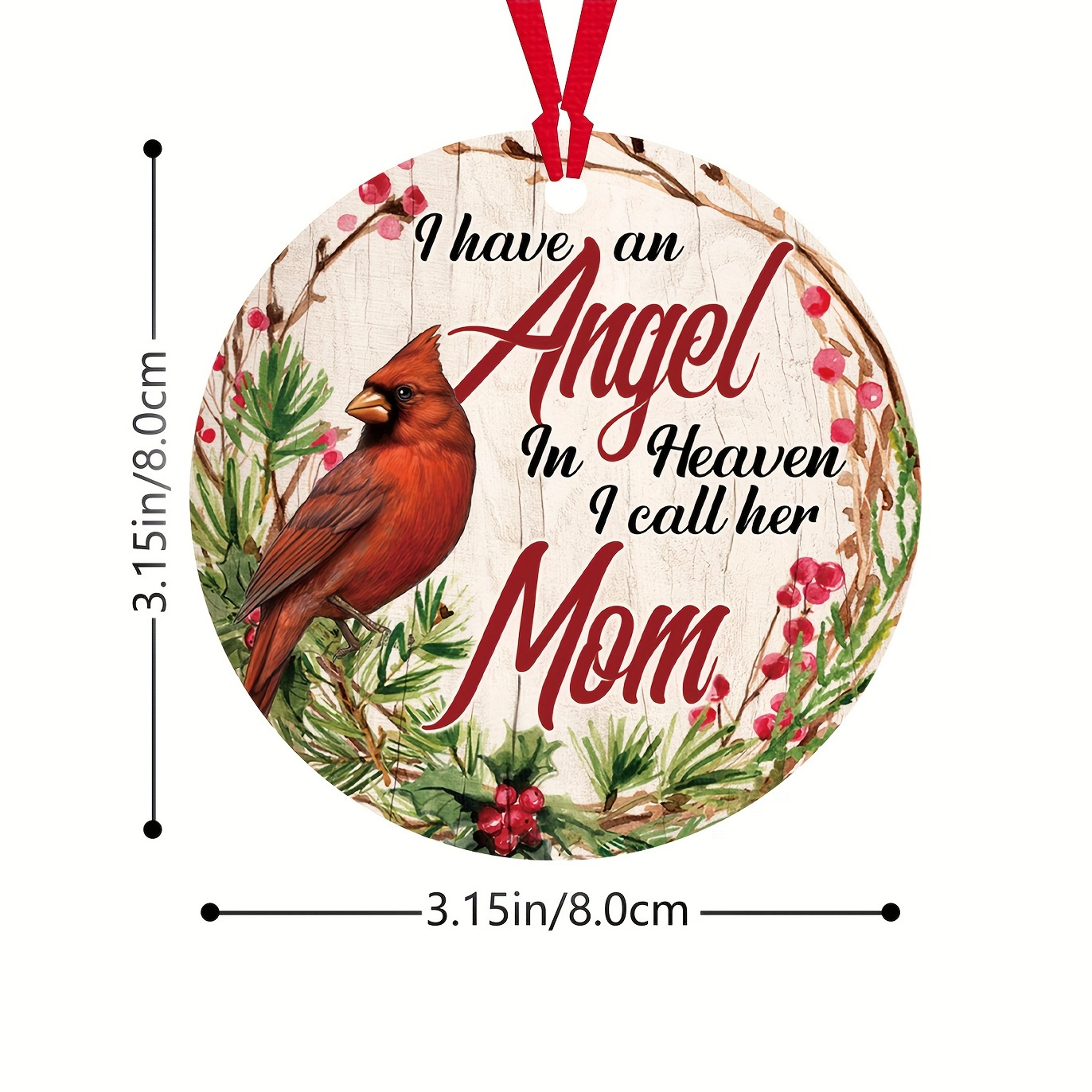 TEMU 2d Flat, 1pc Sympathy Memorial Ornament Suitable For Loss Of A 1 - Acrylic With "i Have An In Heaven" Message, Red Ribbon Hanging Decoration For