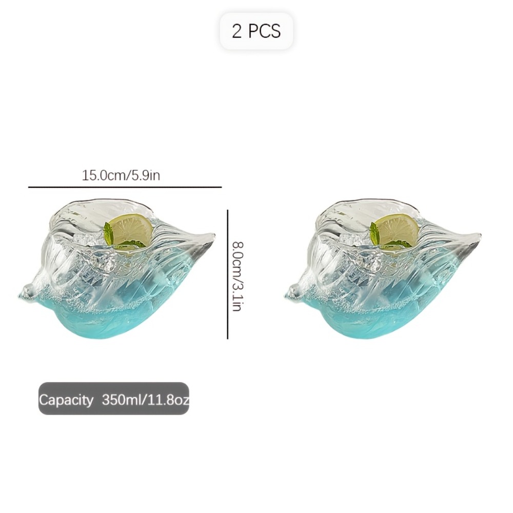 TEMU Kaplan 2pcs Conch Glass Cups, Creative Cocktail Glasses, High-end Shell-shaped Glasses, Glass Wine Glasses, Juice Cups
