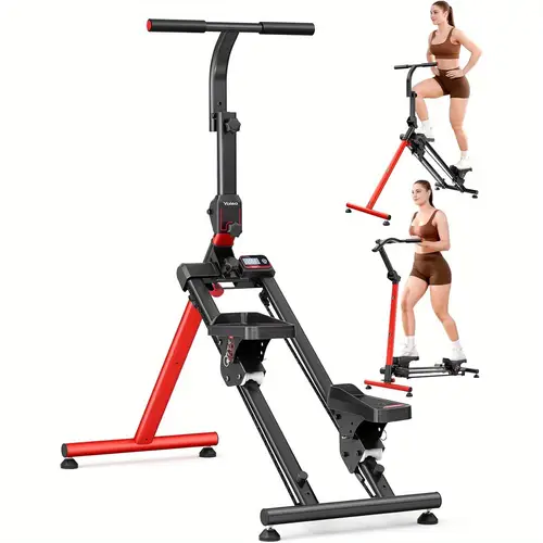 3 in 1 adjustable stair stepper foldable cardio climber with ski mode wide pedals 90 pre assembled home workout equipment for indoor exercise without battery