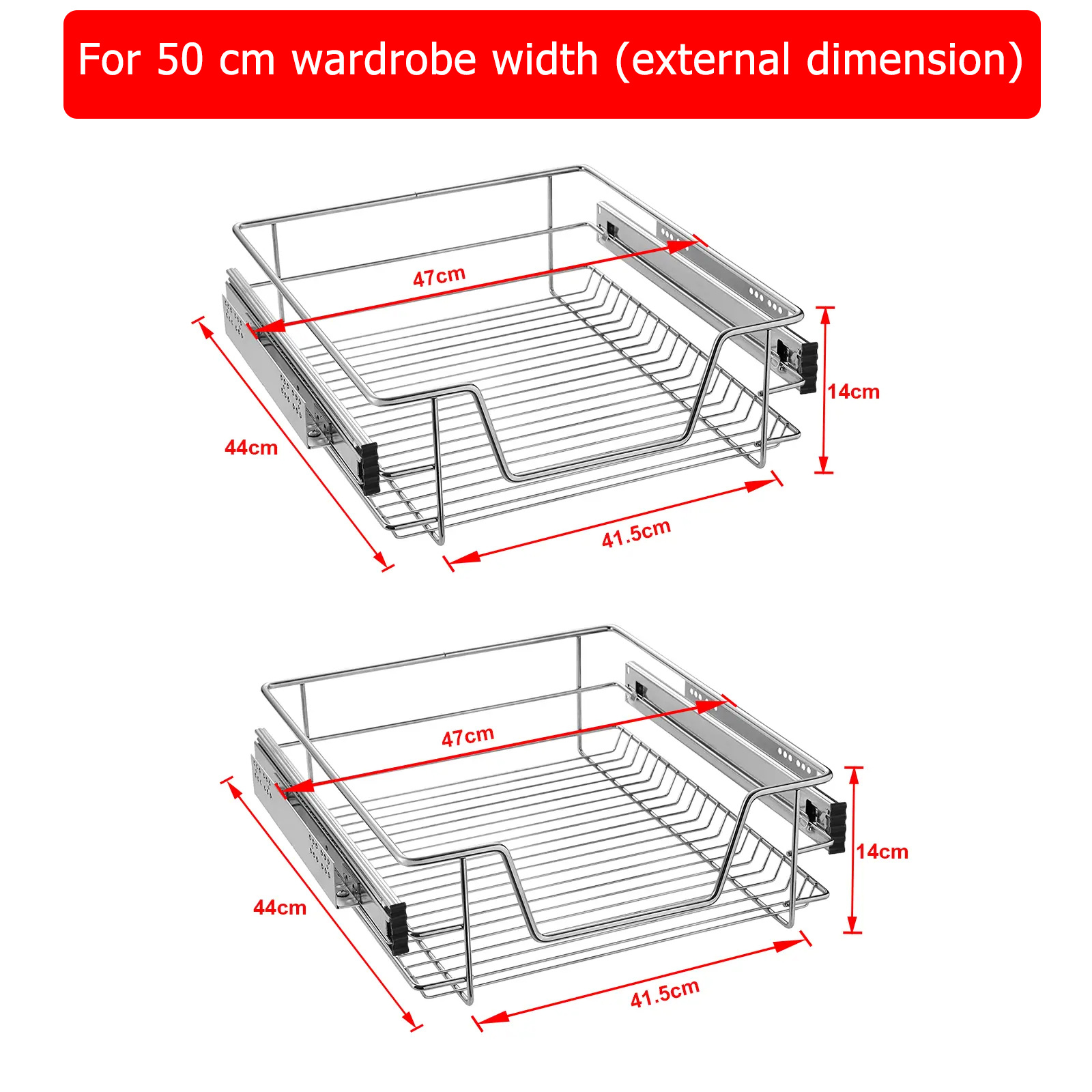 E-shop Set mit 2 Schubladen-Organizer, verstellbare Regale passend für Schränke (passend für Platzgrößen von 30 bis 60 cm)